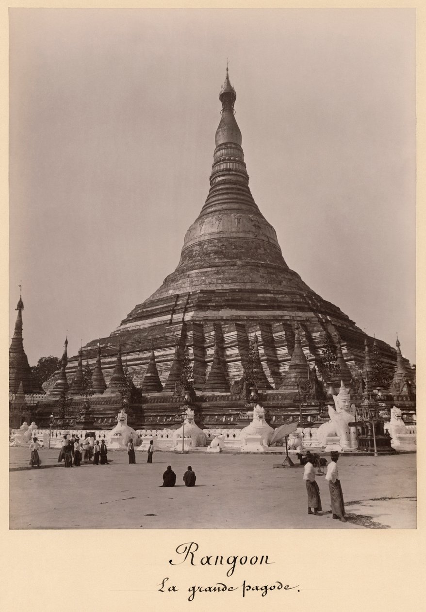 Pagoda Shwedagon w Rangunie, Birma, ok. 1860 (druk albumowy) autorstwa English Photographer