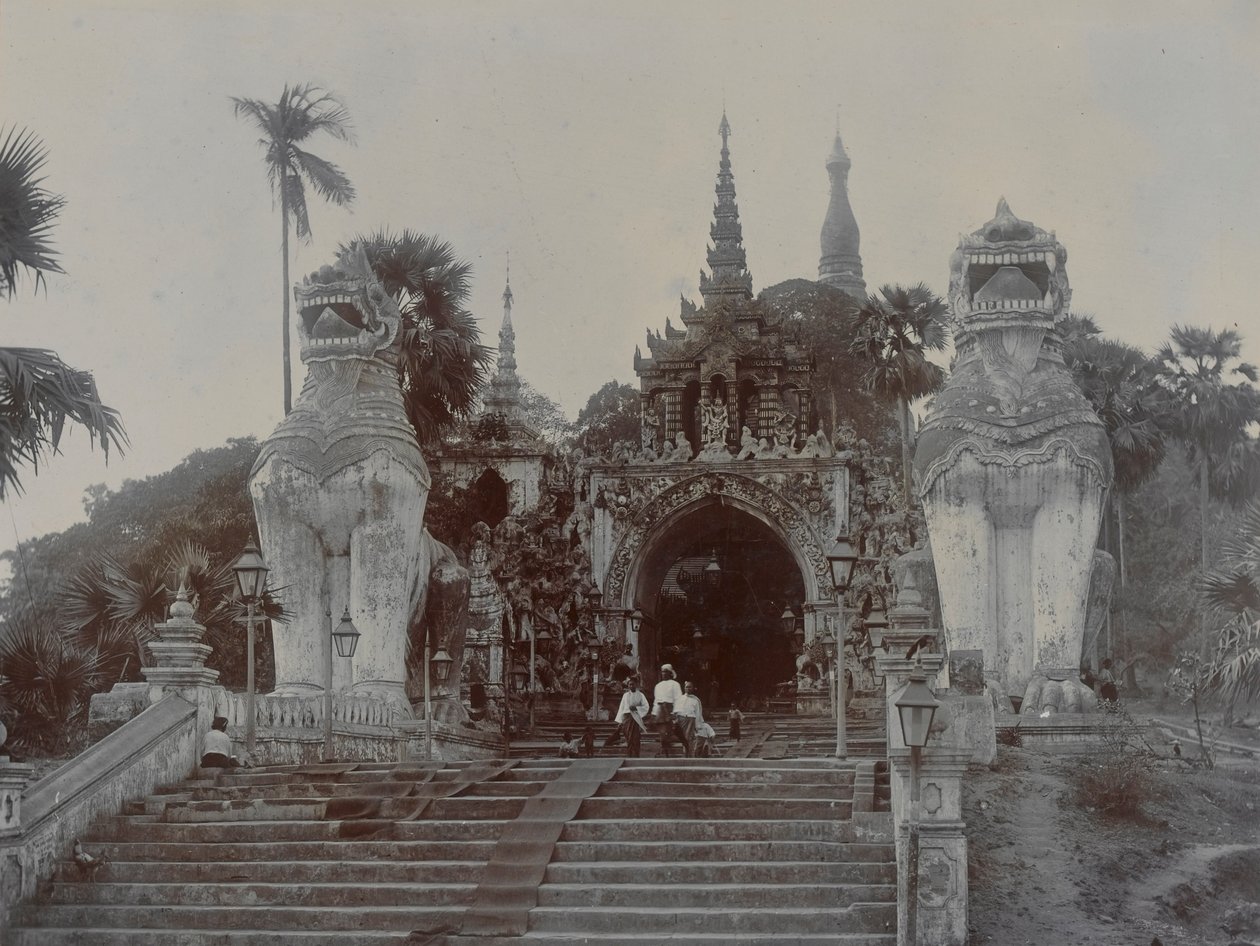 Pagoda Shwedagon w Rangunie, Birma, ok. 1860 (druk albumowy) autorstwa English Photographer
