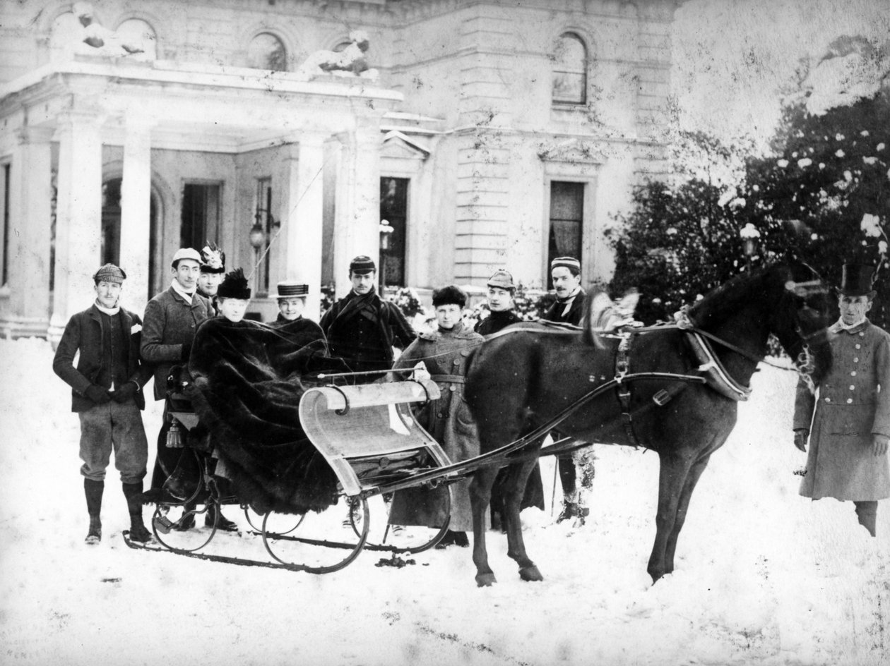 Wiktoriański kuligi, ok. 1870-99 autorstwa English Photographer