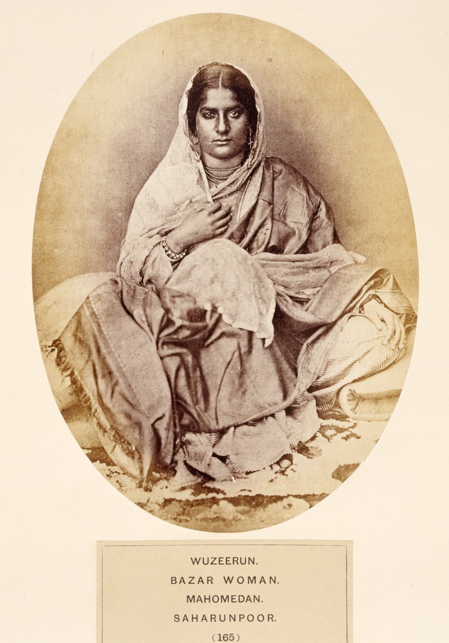 Wuzeerun, Bazar Woman, Mahomedan, Saharunpoor, z The People of India, J. Forbes Watson, opublikowane 1868 (druk albumowy) autorstwa English Photographer