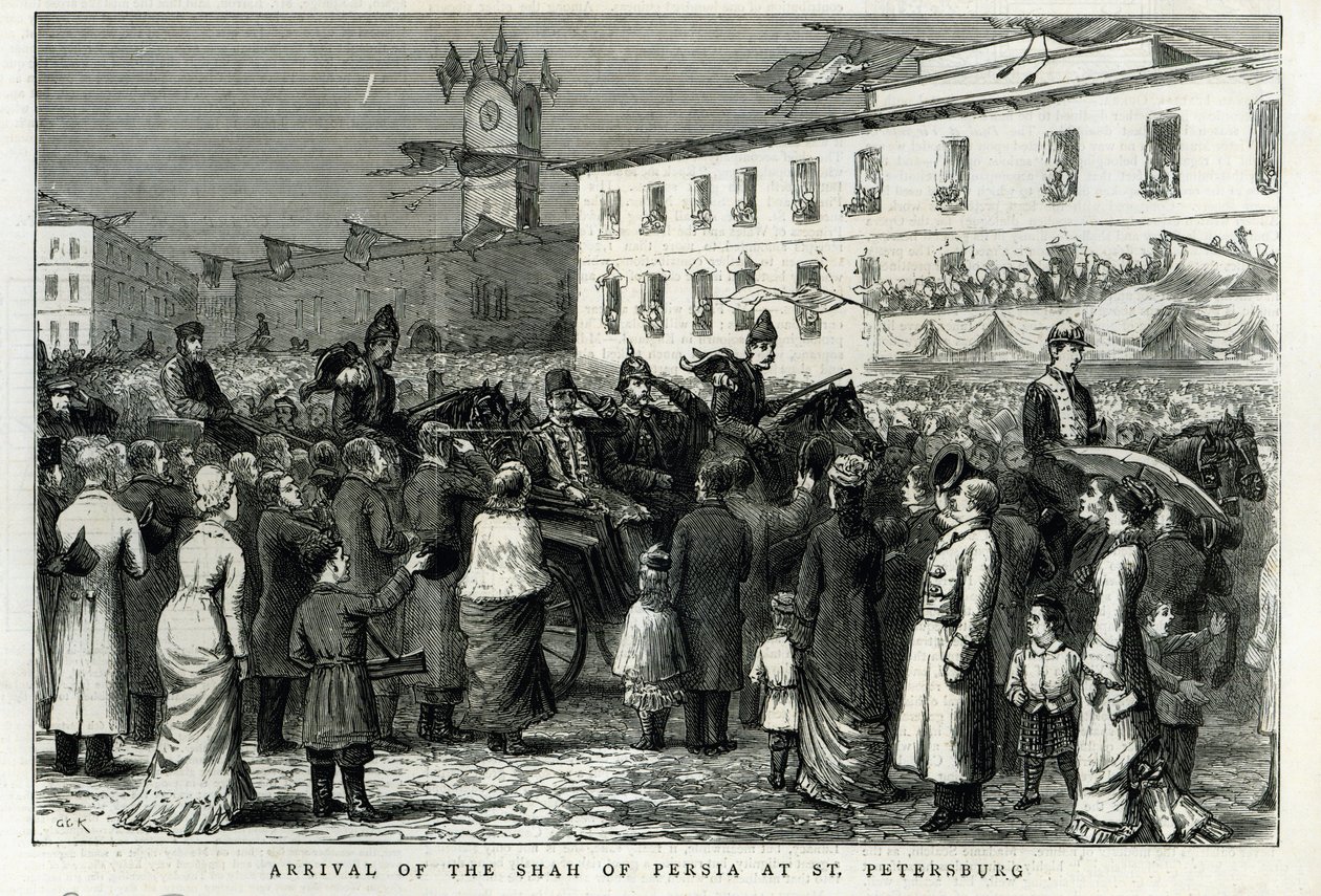 Przyjazd szacha Persji do Petersburga, z "The Graphic", 8 czerwca 1878 r. autorstwa English School