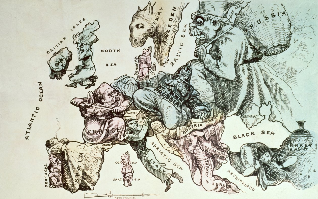 Фредерик Роуз Европын комик газрын зураг, 1870 оны поли autorstwa English School