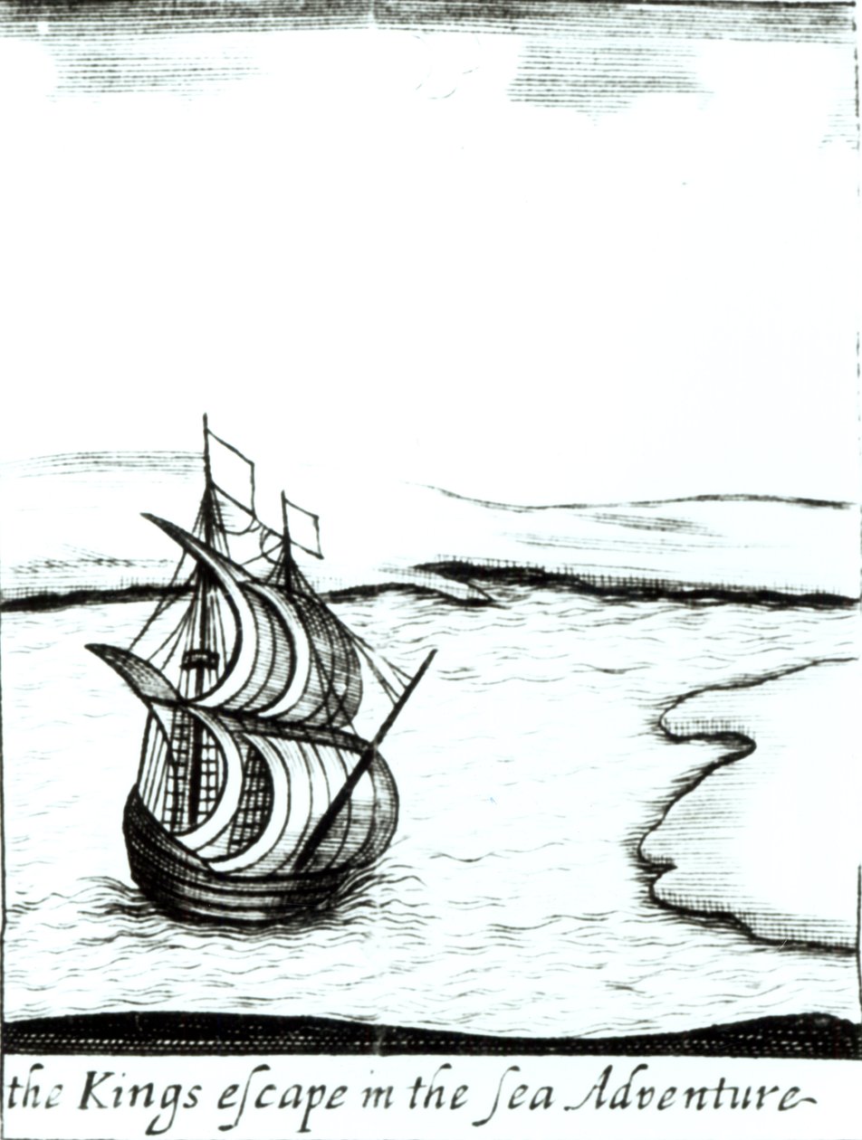 Król Karol II (1630-85) Ucieczka z Anglii w 1651 r., opublikowana w 1660 r. autorstwa English School