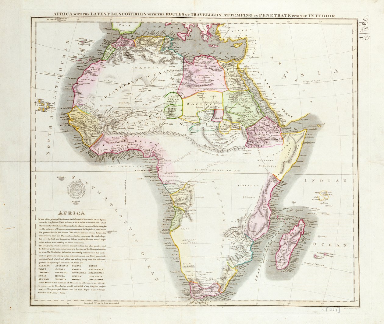 Mapa Afryki, 1821 r. autorstwa English School