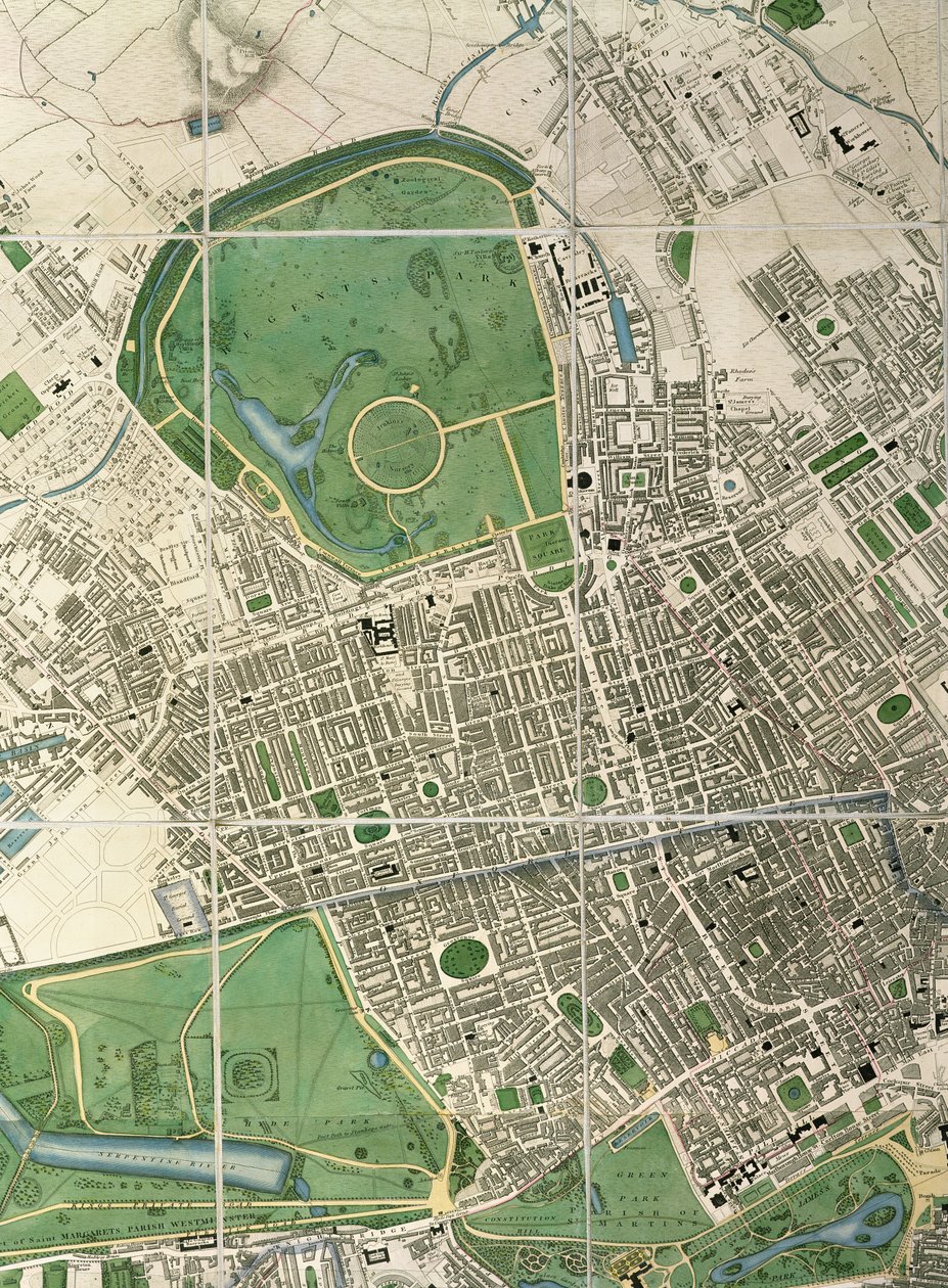 Mapa Regent Street, c.1830 (patrz także 70176) autorstwa English School