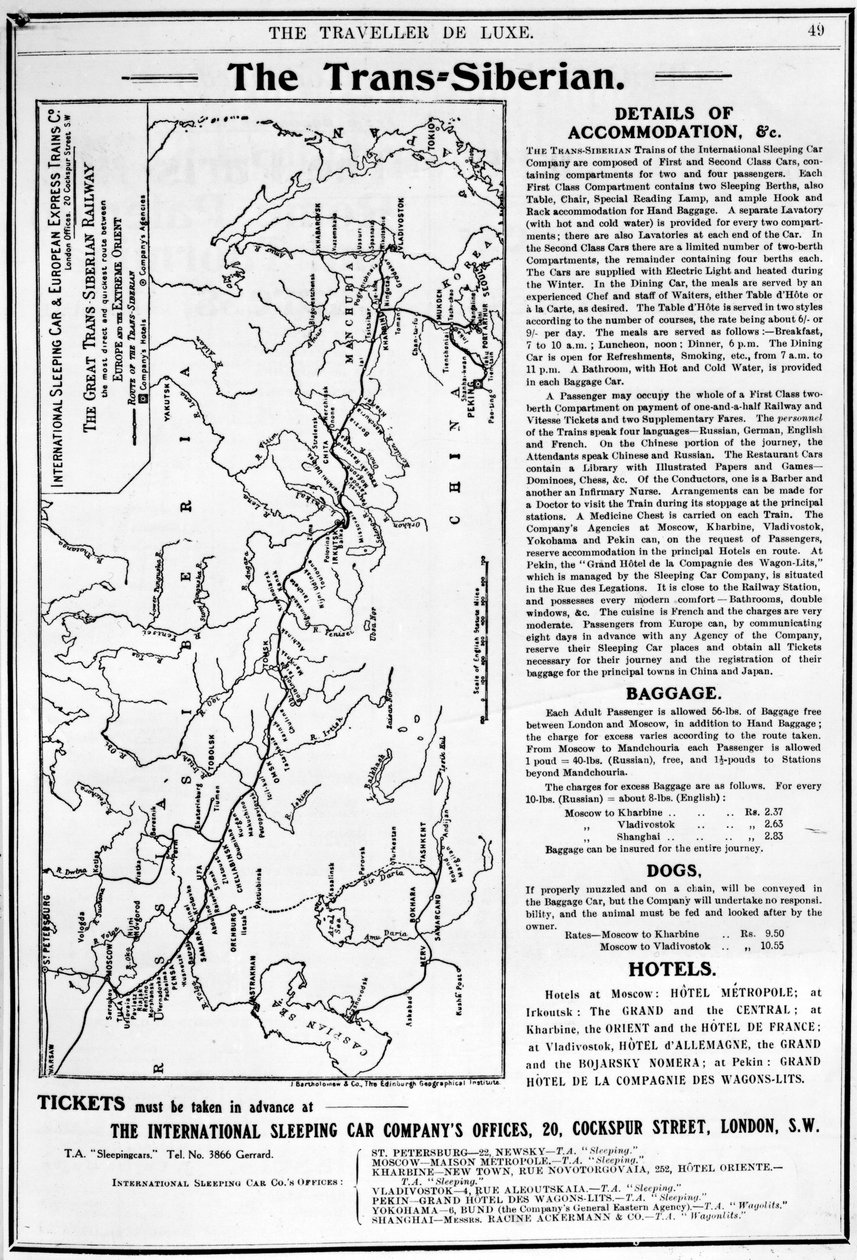 Mapa Kolei Transsyberyjskiej, wyd. J. Bartholomew und Co., ok. 1920 r. autorstwa English School