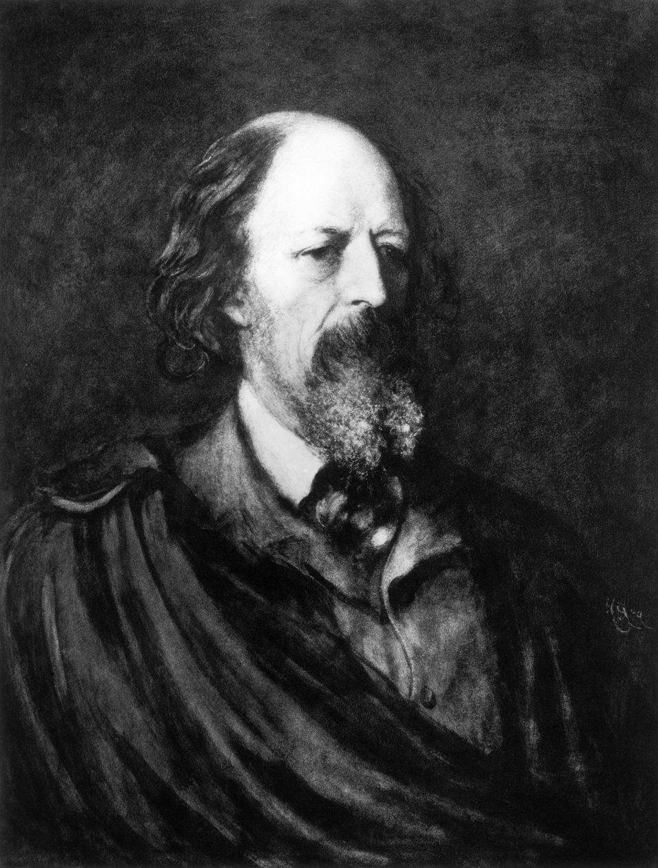 Portret Alfreda, Lorda Tennysona (1809-92) c.1860s autorstwa English School