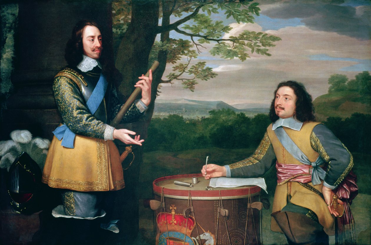 Portret Karola I (1600-49) i Sir Edwarda Walkera (1612-77) autorstwa English School
