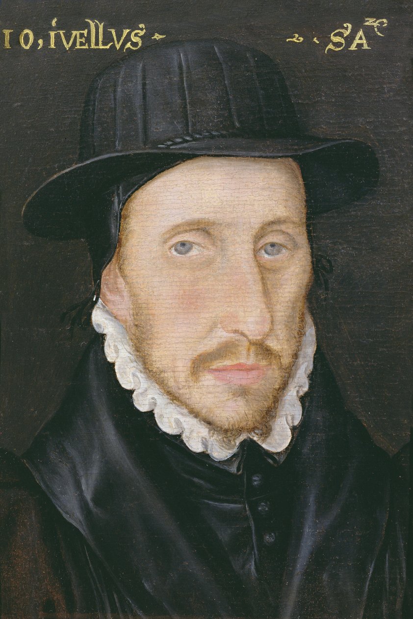 Portret Johna Jewella (1522-71) członka Corpus Christi College w Oksfordzie i biskupa Salisbury autorstwa English School