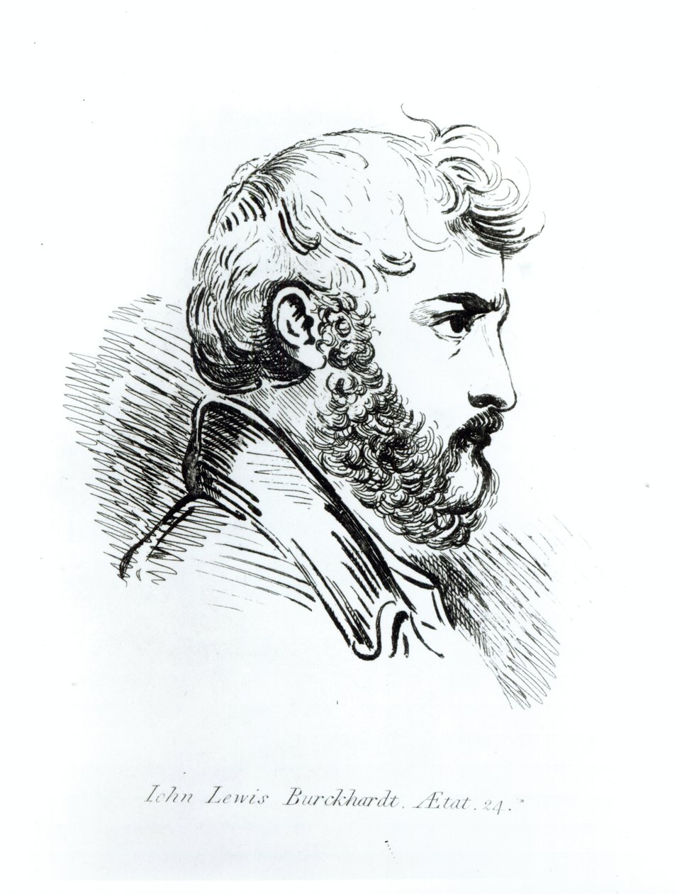 Portret Johna Lewisa Burckhardta (1784-1817) w wieku 24 lat (pióro i atrament) autorstwa English School