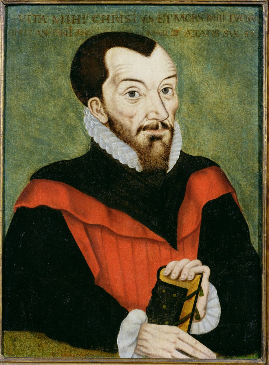 Portret Johna Rainoldsa (1549-1607) prezesa Corpus Christi College i współredaktor Autoryzowanej wersji Biblii autorstwa English School