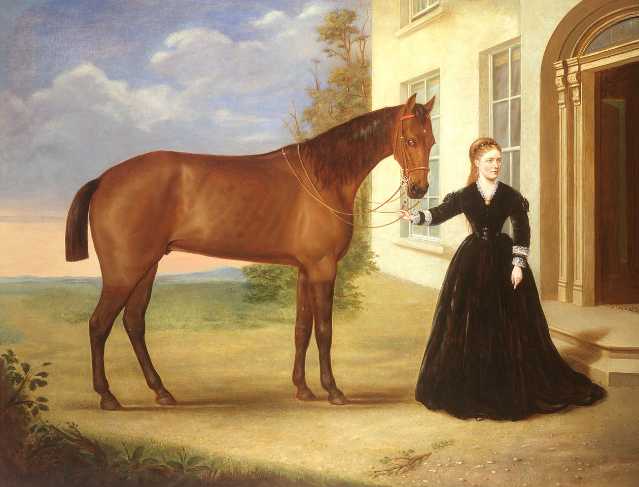 Portret damy z koniem, ok. 1840 (para 80977) autorstwa English School