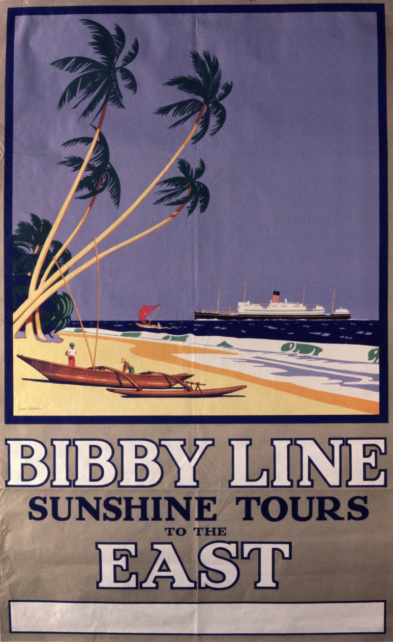 Plakat reklamujący "Bibby Line Sunshine Tours". autorstwa English School