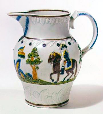 Dzbanek Prattware i pojemnik na herbatę, ok. 1790-95 (ceramika) autorstwa English School