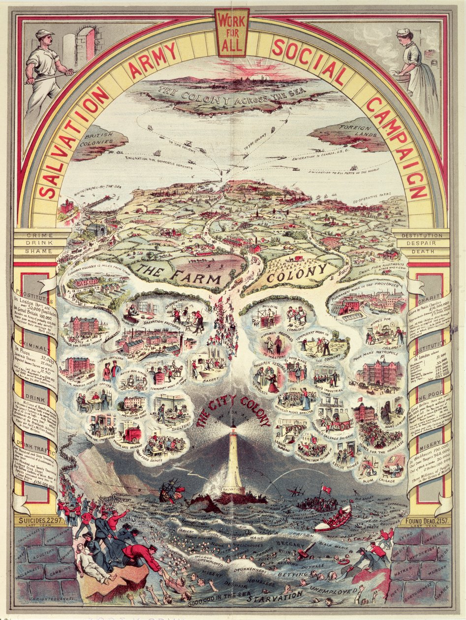 Plakat propagandowy kampanii społecznej Armii Zbawienia, Londyn, ok. 1910 r. (chromolit) autorstwa English School