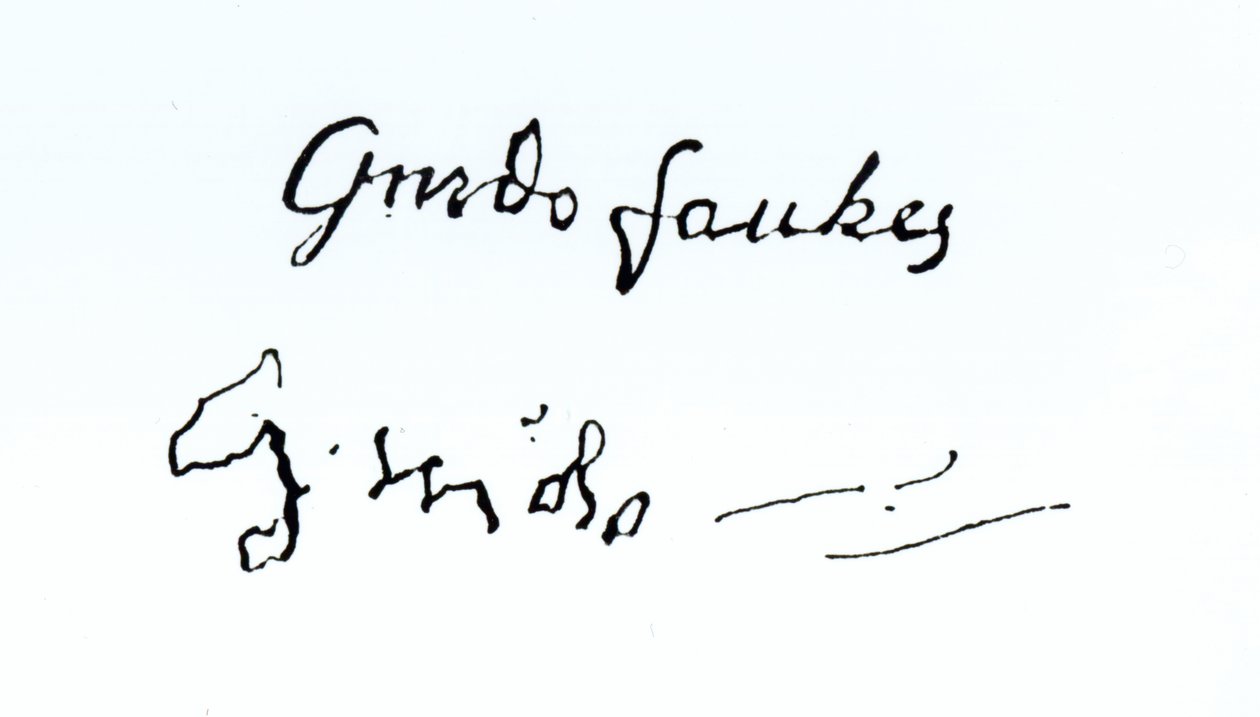 Podpis Guya Fawkesa (1570-1606) autorstwa English School