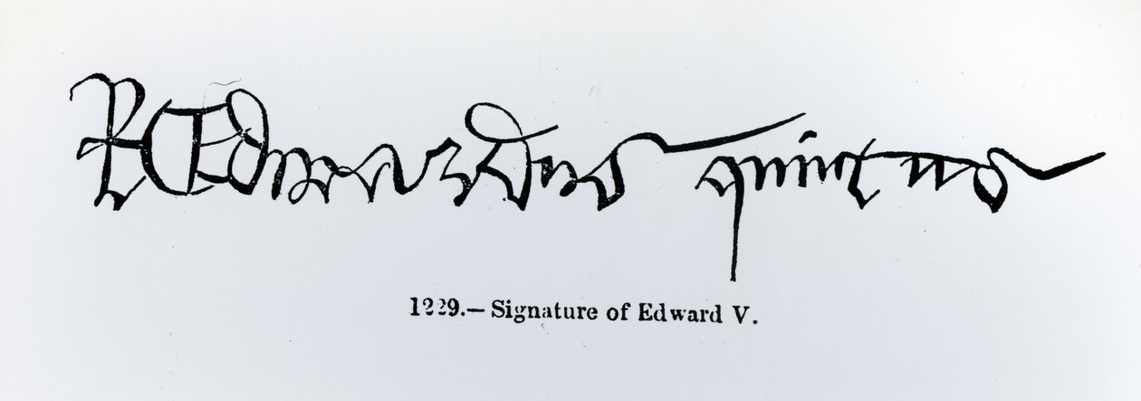 Podpis króla Edwarda V (1470-83) autorstwa English School
