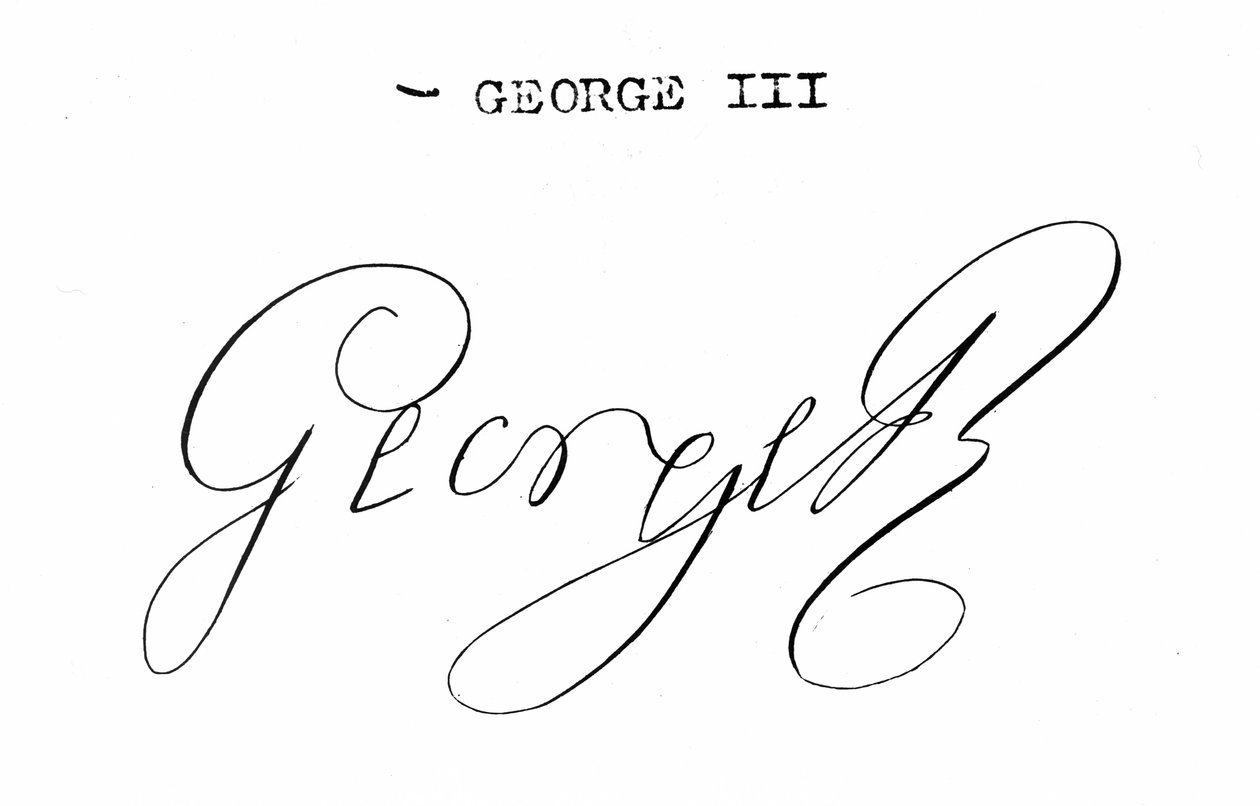 Podpis króla Jerzego III (1738-1820) autorstwa English School