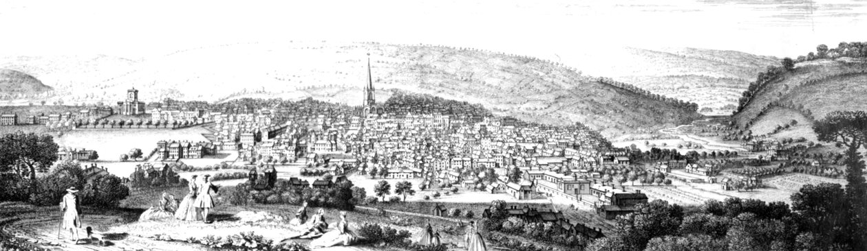 East Prospect of Sheffield, w hrabstwie York, 1745 autorstwa English School