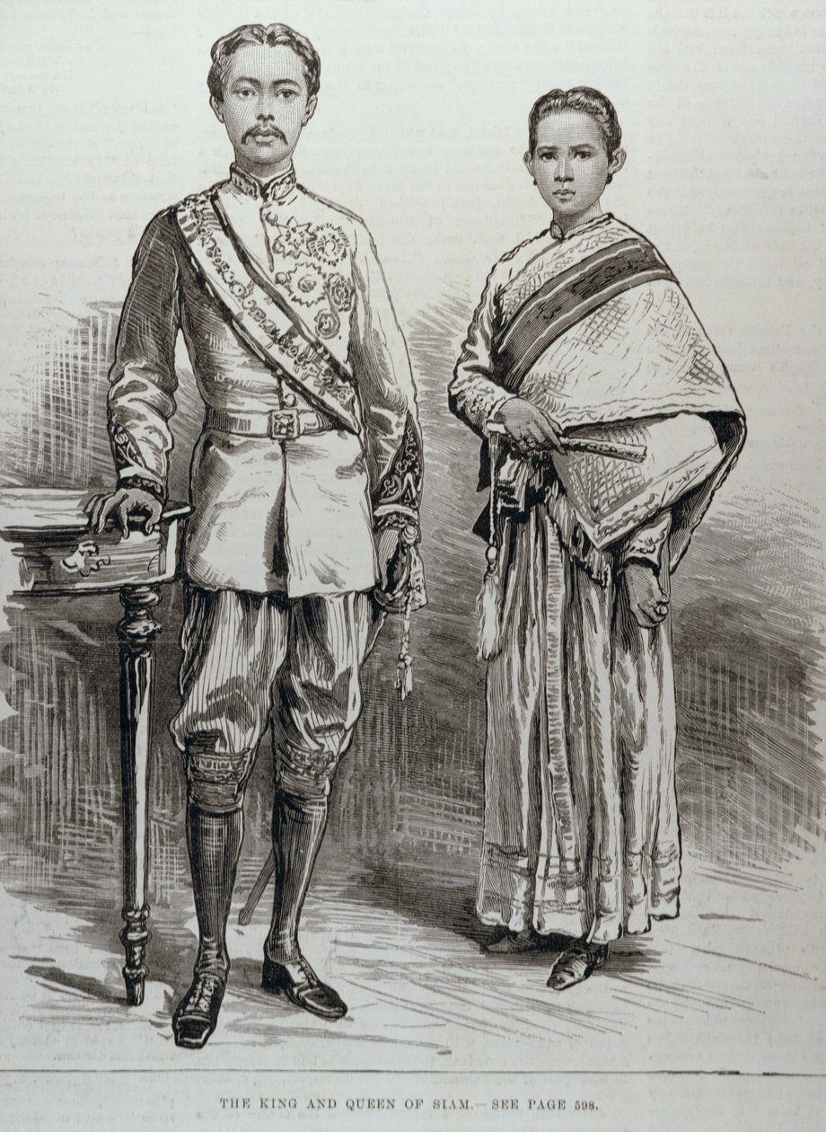 Król i królowa Syjamu, z „The Illustrated London News”, 17 czerwca 1882 r. autorstwa English School