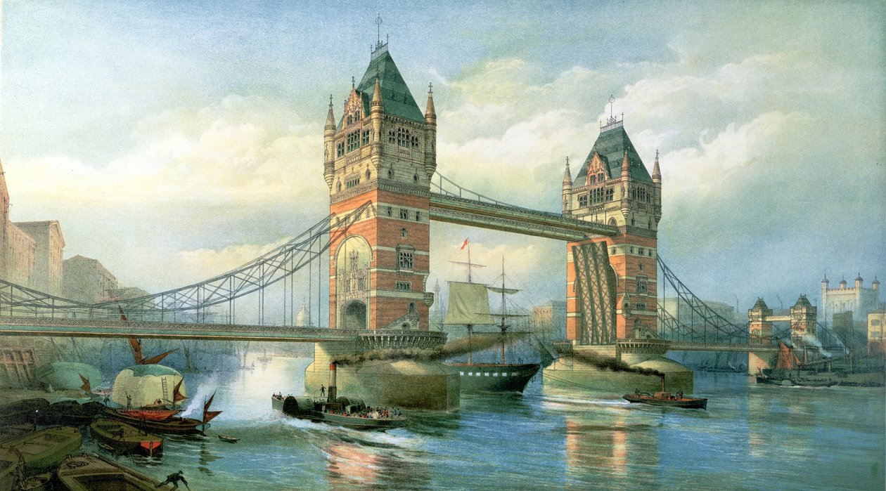 Tower Bridge, Londyn autorstwa English School
