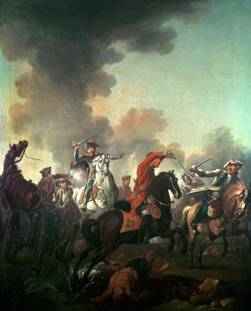 Thomas Brown w bitwie pod Dettingen, 27 czerwca 1743 r. autorstwa English School