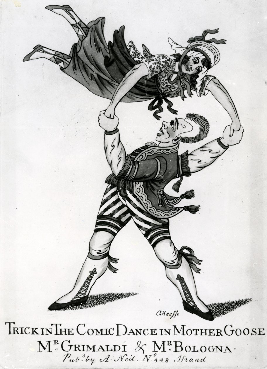 Trick in the Comic Dance in Mother Goose - Mr Grimaldi und Mr Bologna, grafika O