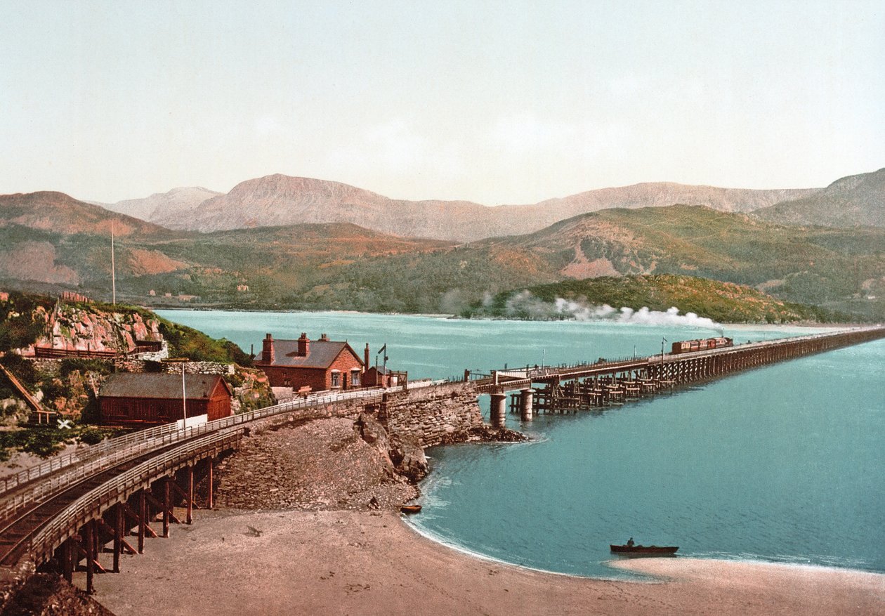 Cadair Idris i Barmouth Bridge, wyd. ok. 1900 autorstwa English Photographer