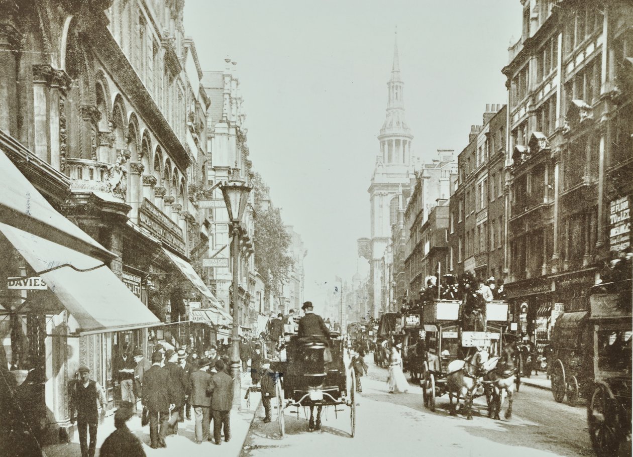 Cheapside, patrząc na wschód, City of London, 1890 autorstwa English Photographer