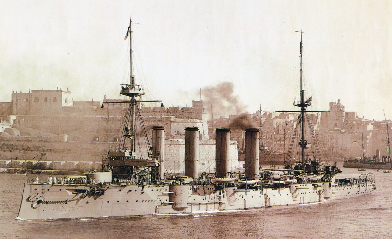 HMS Aboukir, 1902 (druk sepii) autorstwa English Photographer