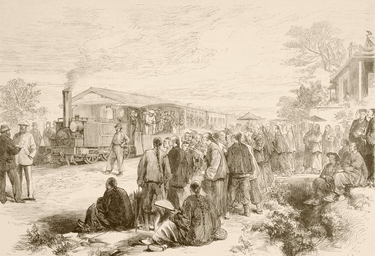 Wczesna chińska kolej ok. 1880 r. (litho) autorstwa English School
