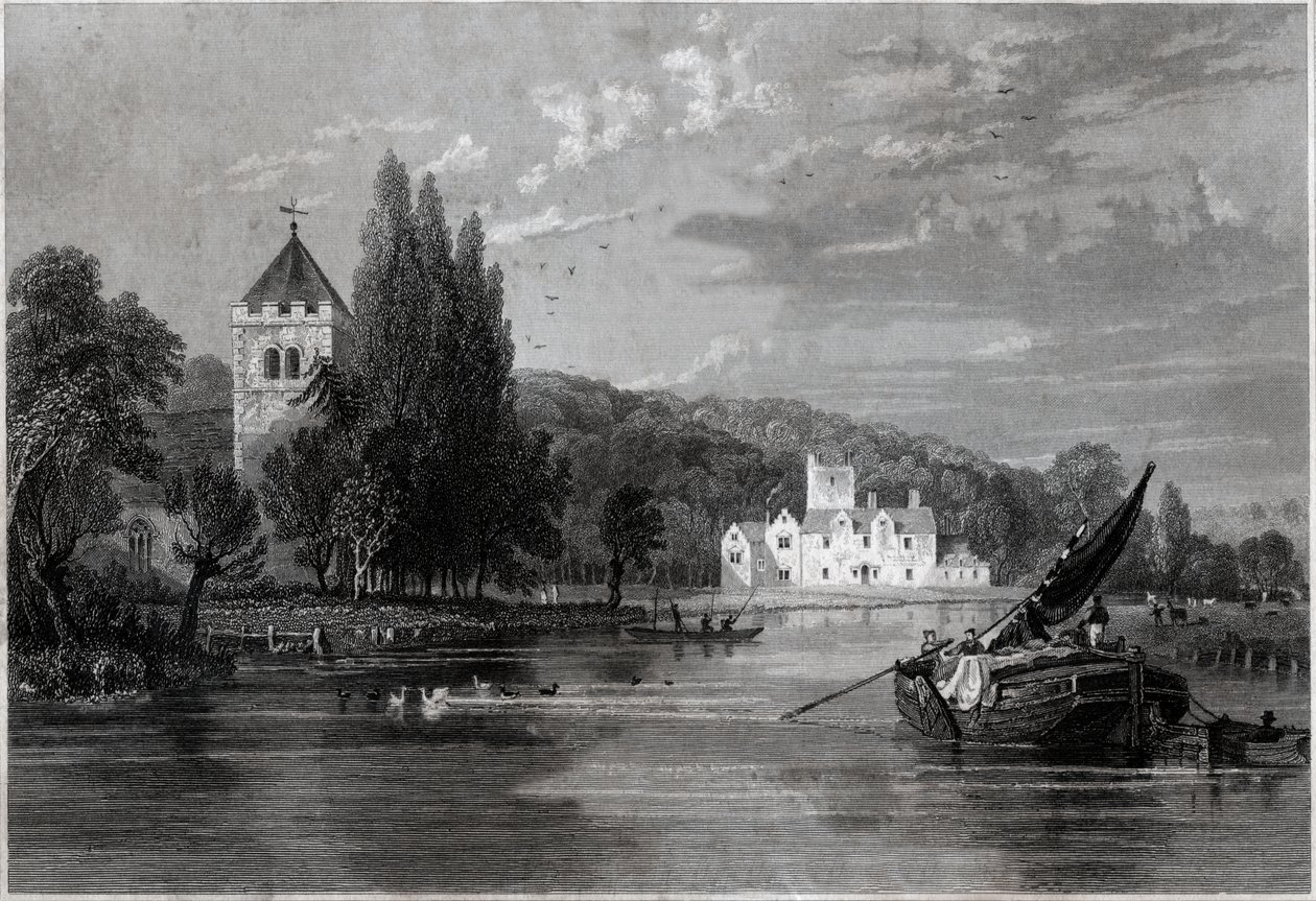 Opactwo Bisham. (grafika, ok. 1850) autorstwa English School