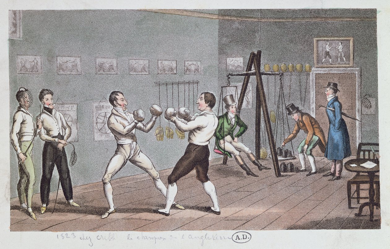 Boks w Anglii, 1823 (kolor grawerowany) autorstwa English School