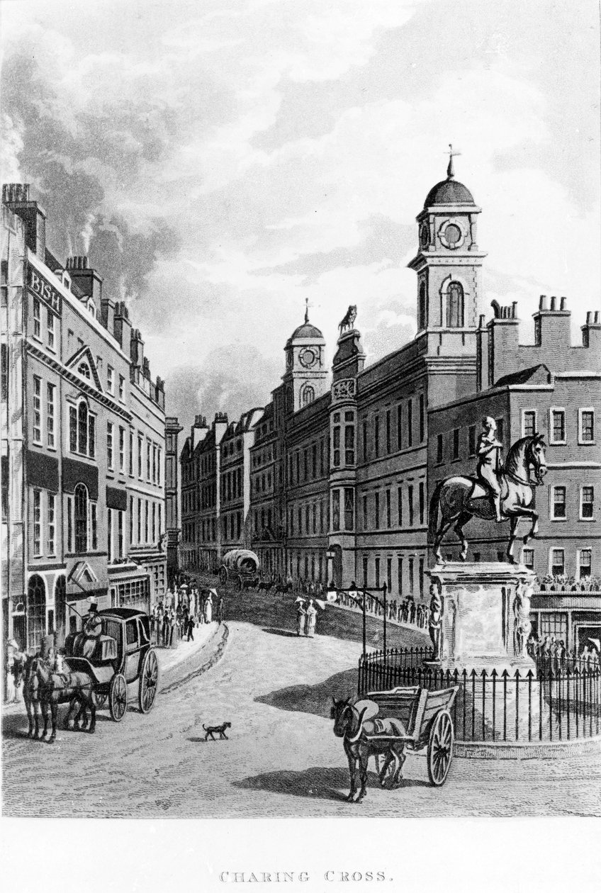 Charing Cross, patrząc w górę Strand, 1811 autorstwa English School