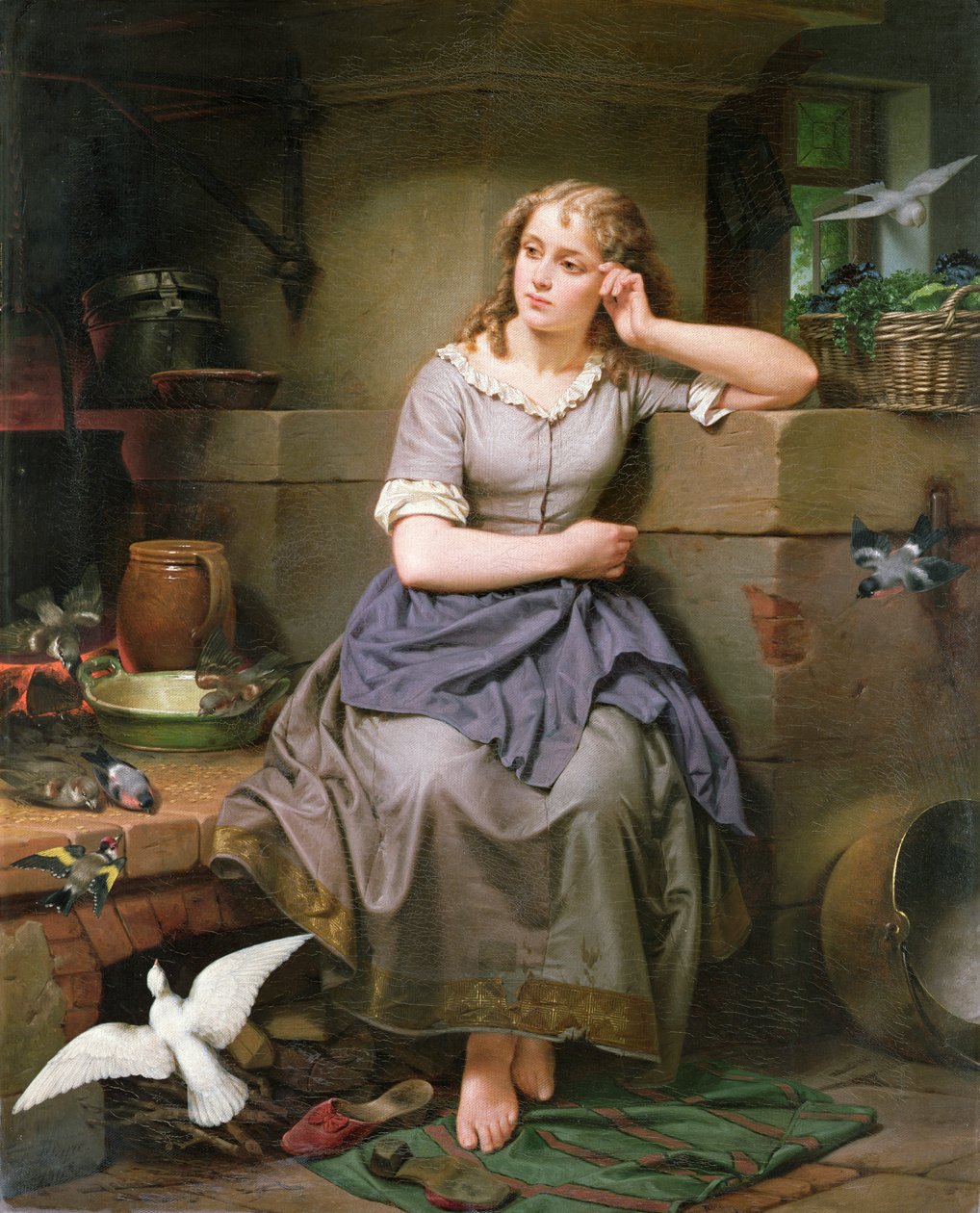 Kopciuszek i ptaki, 1868 autorstwa English School