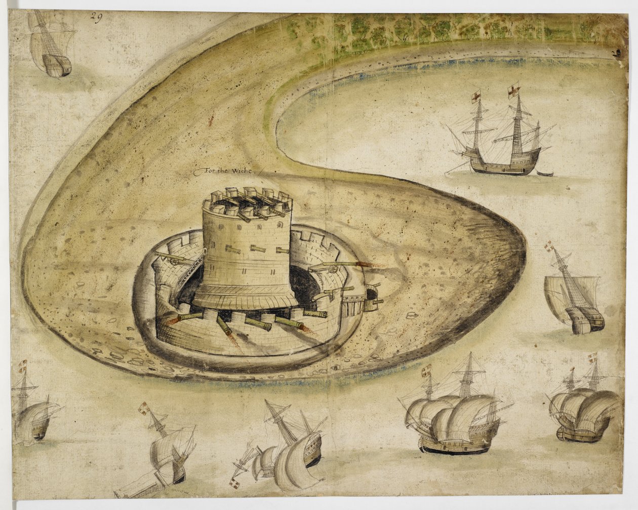Bawełna Augusta I.ii fa. 29 Zamek Calshot autorstwa English School