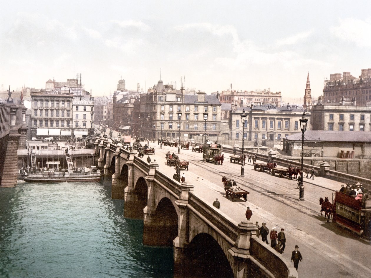 Glasgow Bridge (zdjęcie ręcznie kolorowane) autorstwa English School