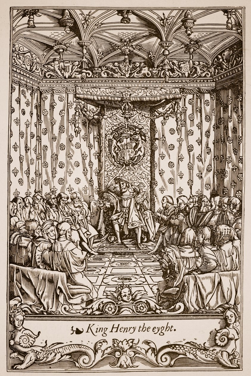 Henryk VIII w parlamencie (zdjęcie w sepii) autorstwa English School