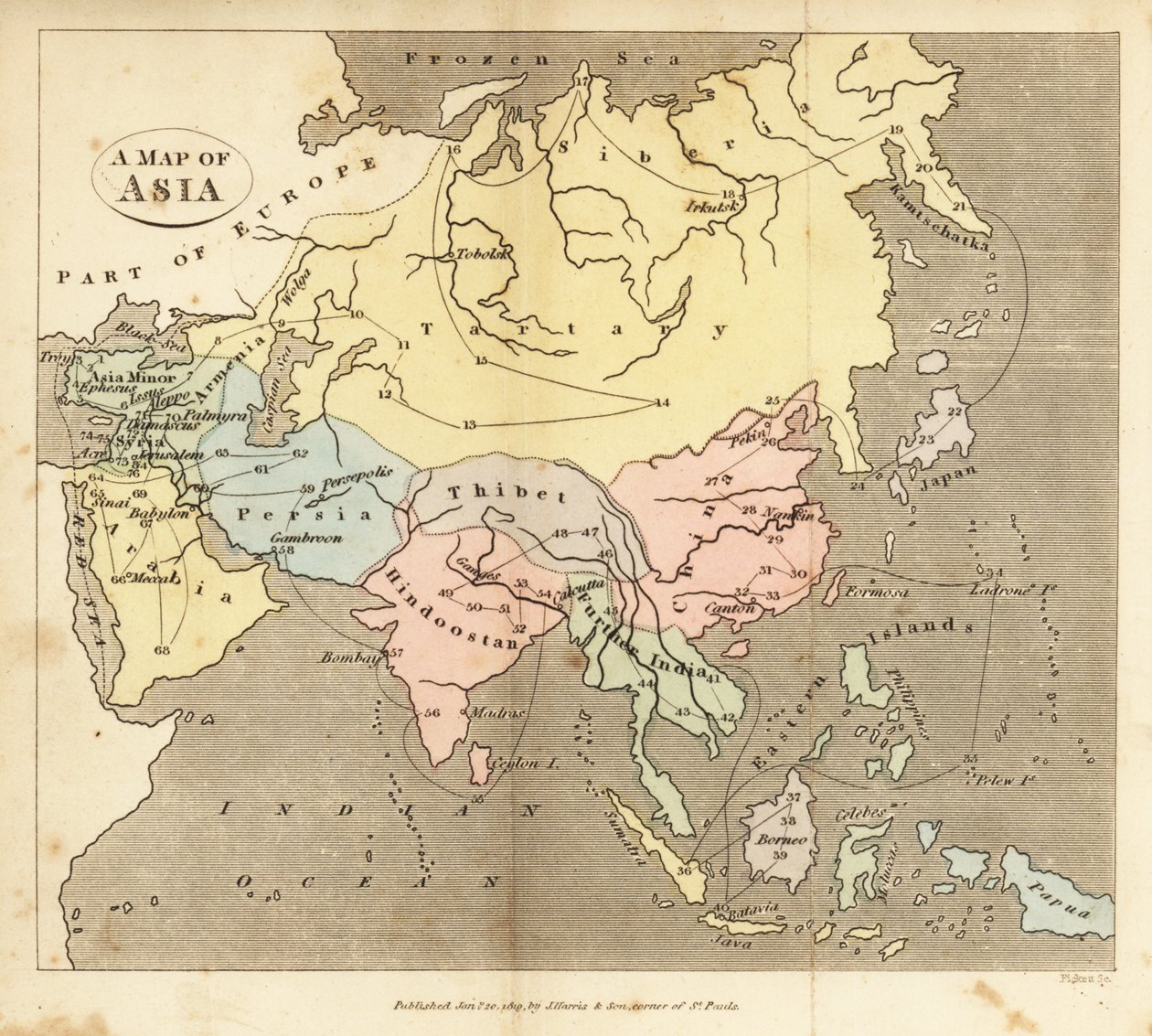 Mapa Azji, początek XIX wieku autorstwa English School