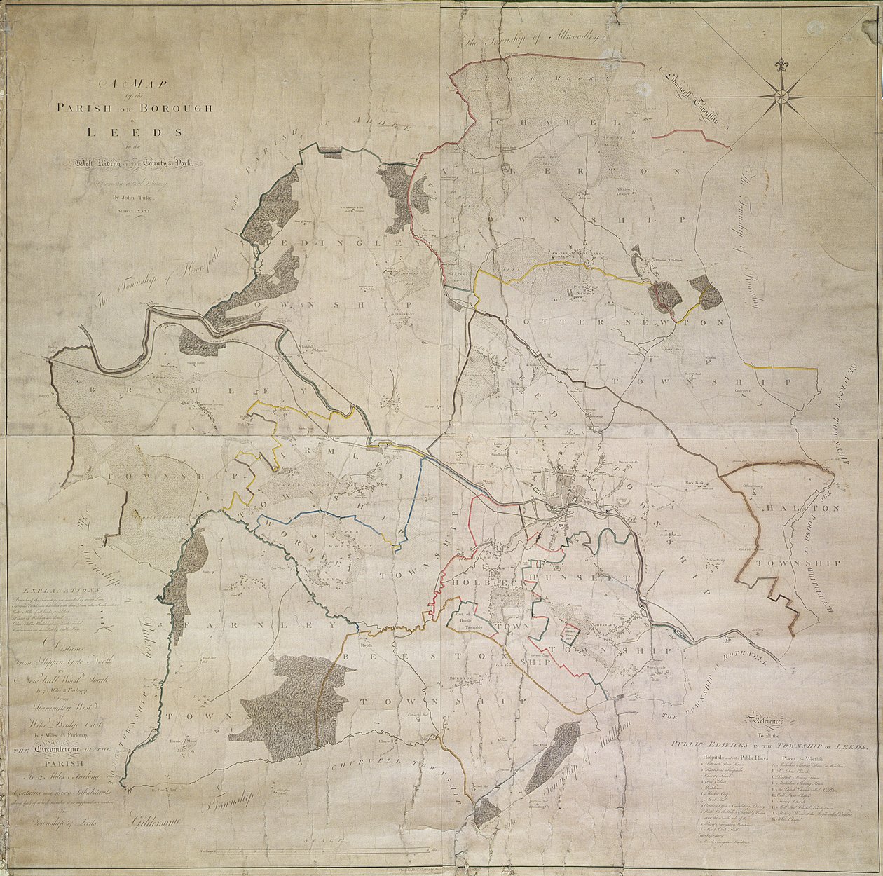 Mapa Leeds wykonana przez Johna Tuke