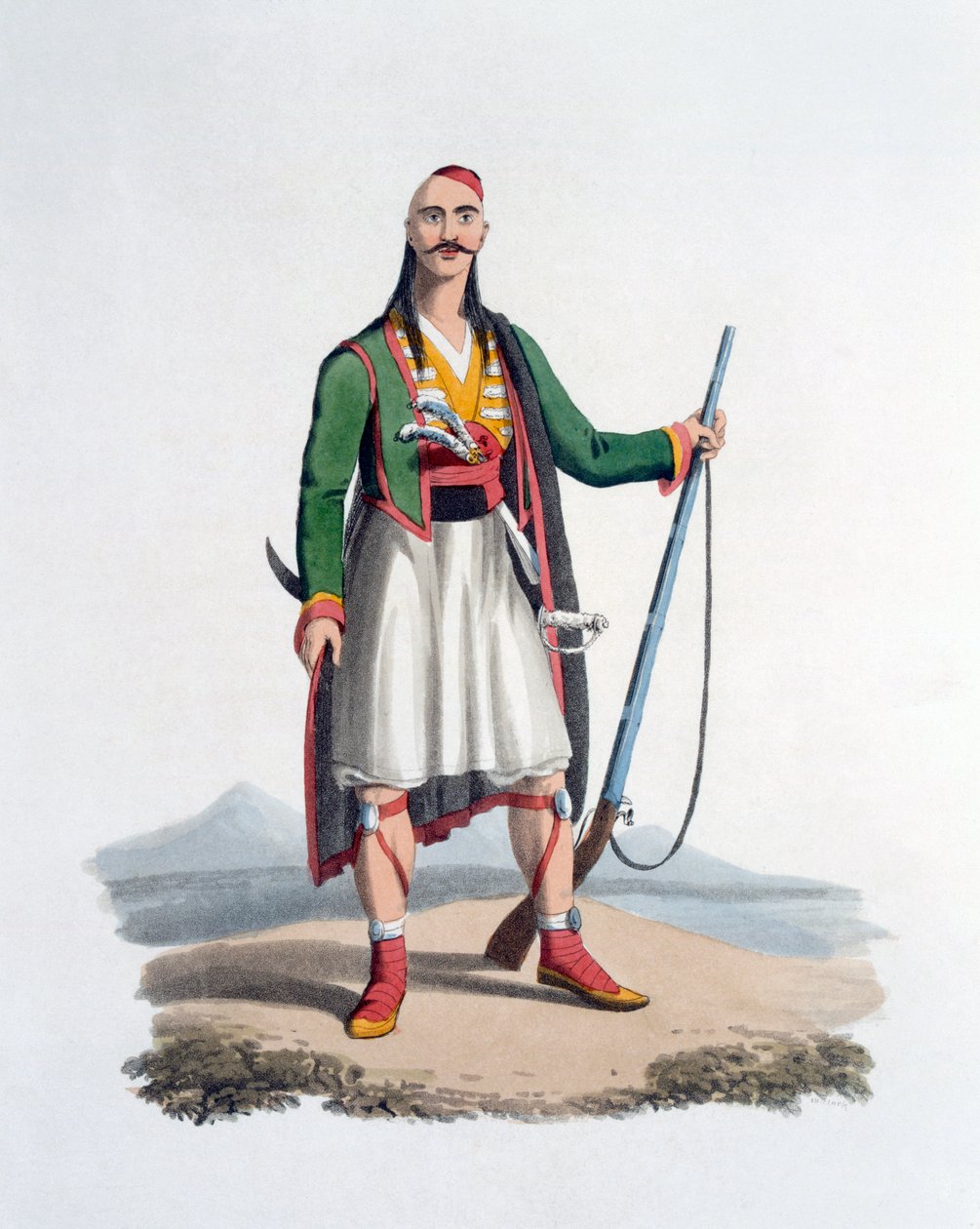Oficer Spahis, 1818 (kolorowa akwatinta) autorstwa English School