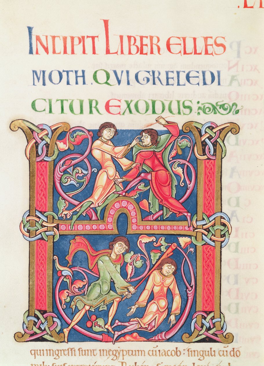 Strona z Biblii Winchester, c.1150-80 (welum) autorstwa English School