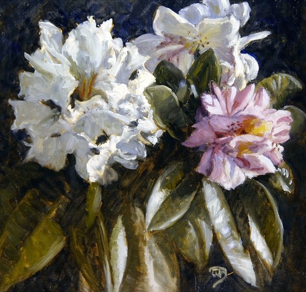 Rododendron (olej na papierze) autorstwa English School