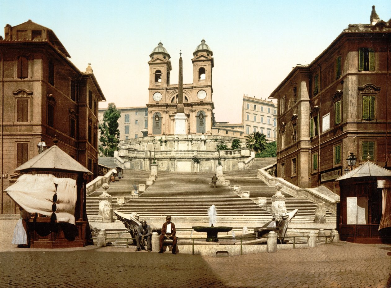 Sta. Trinita dei Monti, Rzym (zdjęcie ręcznie kolorowane) autorstwa English School