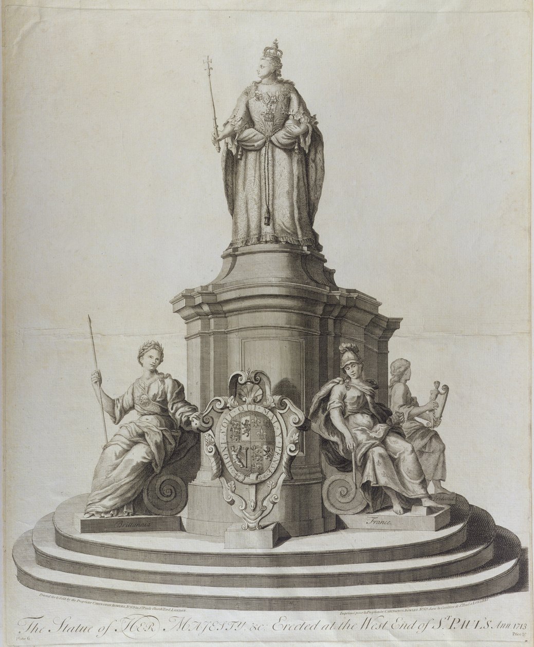 Statua królowej Anny (1665-1714), opublikowana w 1713 r. autorstwa English School