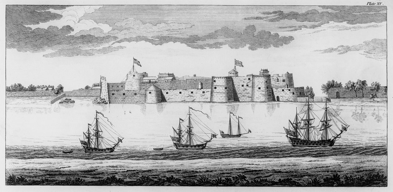 Surat Fort, Gujarat, Indie, c.1770 (grawerowanie) autorstwa English School