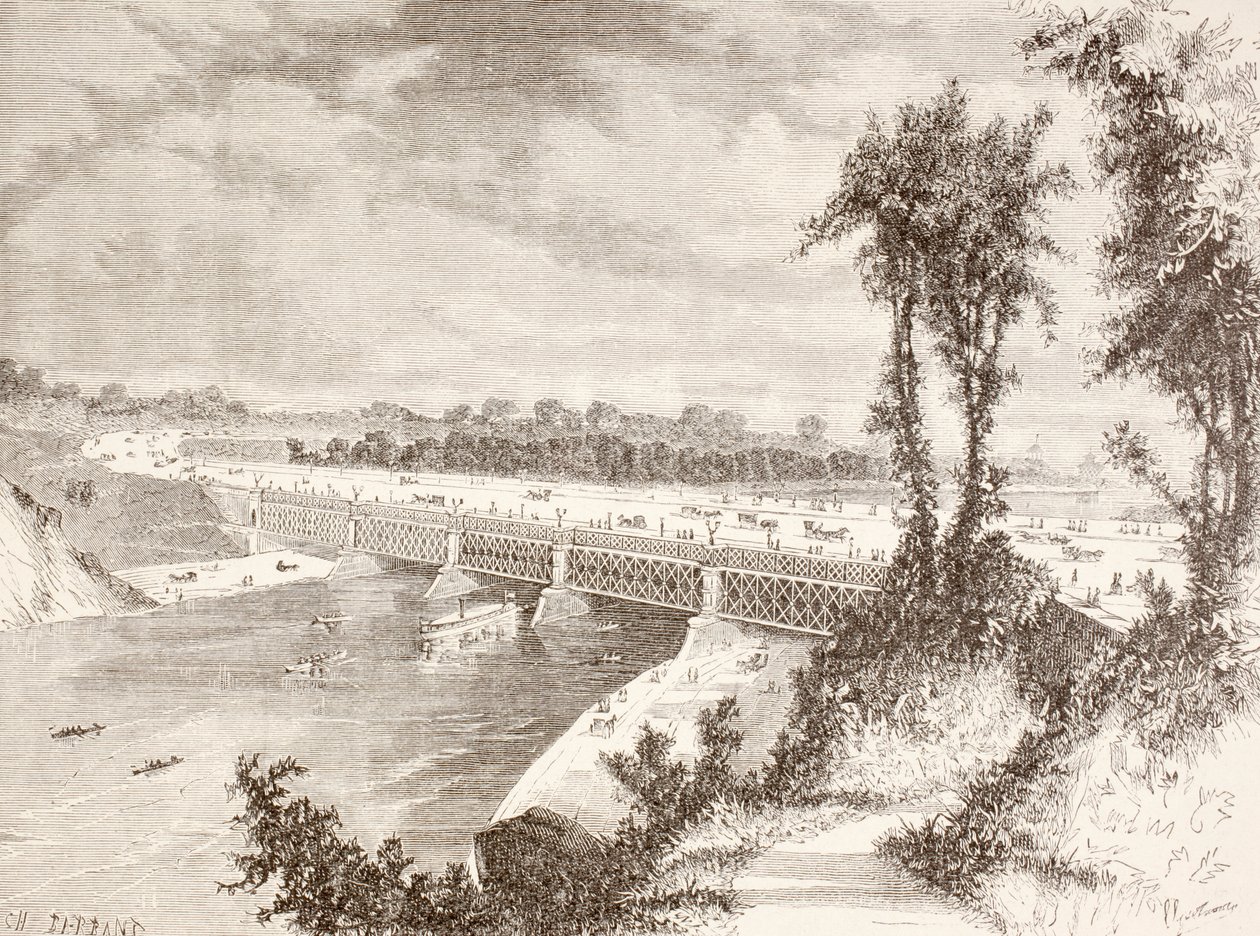 Most Girard Point (litho) autorstwa English School
