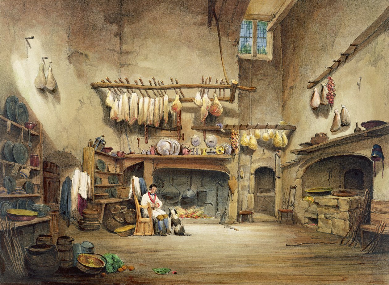 Kuchnia, dom Cotehele, ok. 1830-40 autorstwa English School