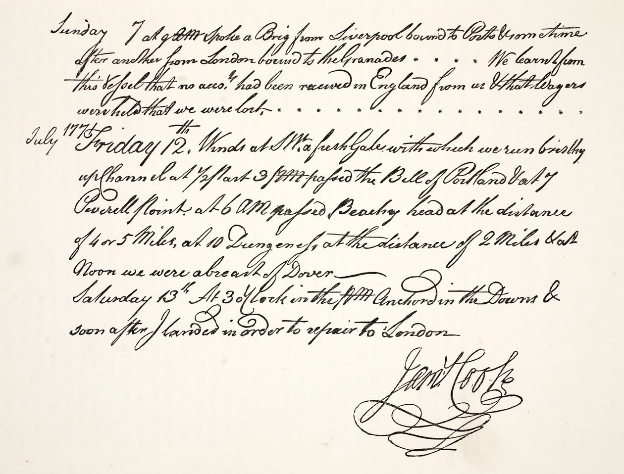 Pismo Jamesa Cooka, lipiec 1771 autorstwa English School
