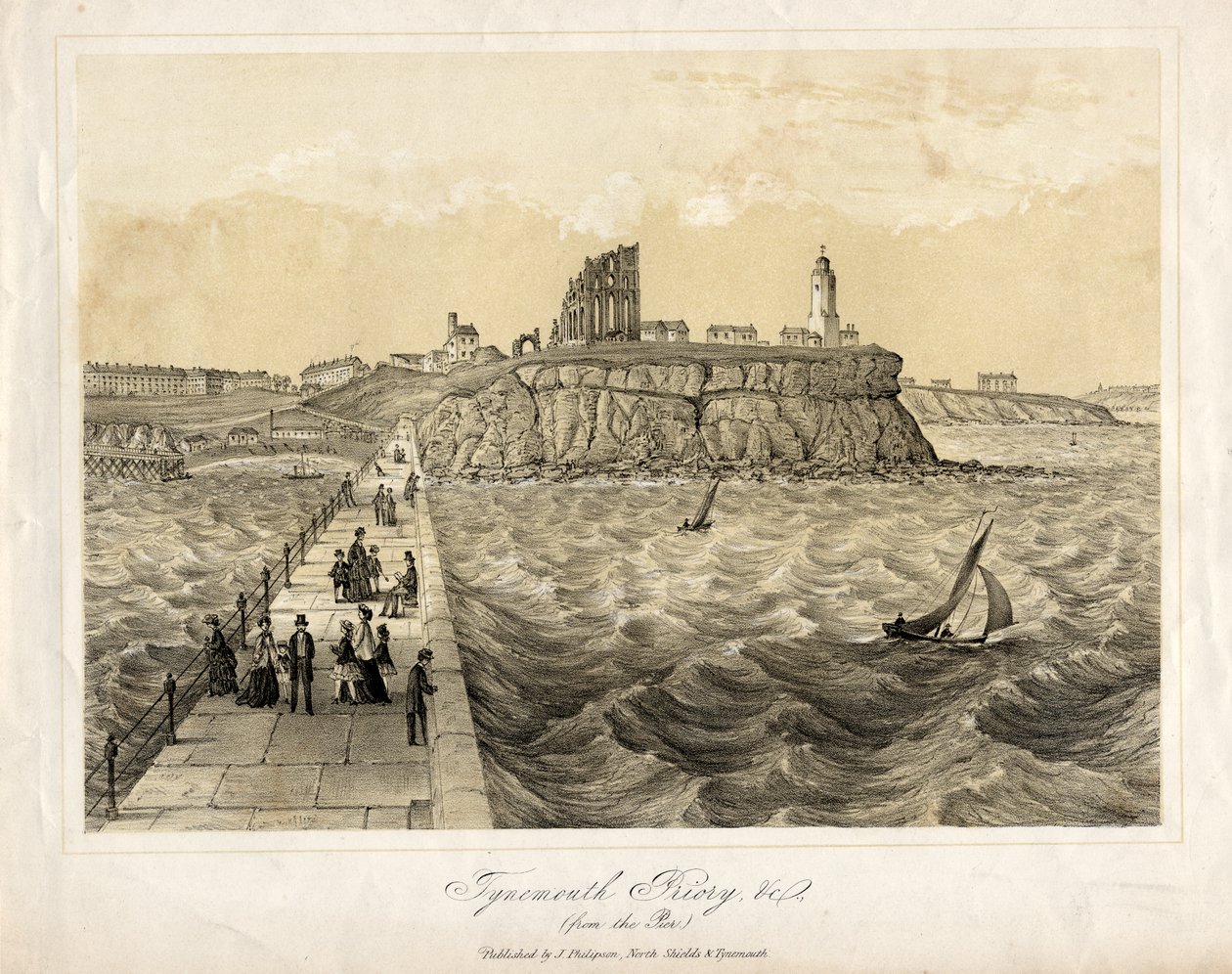 Tynemouth Priory z molo autorstwa English School